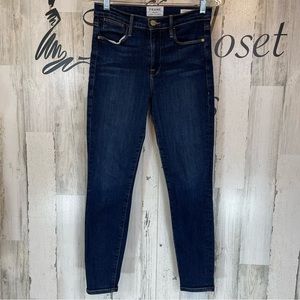 Frame Denim Dark Wash‎ Le High Skinny Crop Leg Blue Denim Jeans High Rise Sz 27